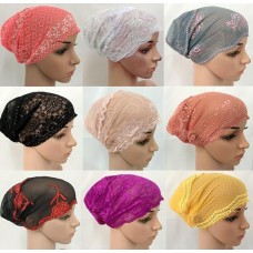 Muslim Mujer Lace Hat Islamic Inner Caps Headwear Underscarf Hijab Lady Headwear  eb-02430683